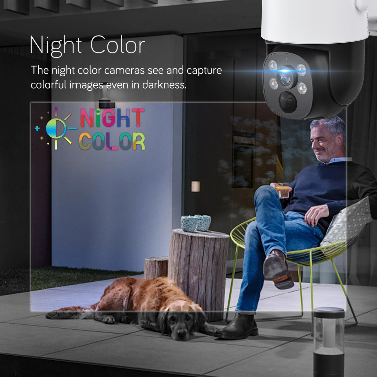 xmartO [Night Color] QHD Solar Powered Wire-free Home Security