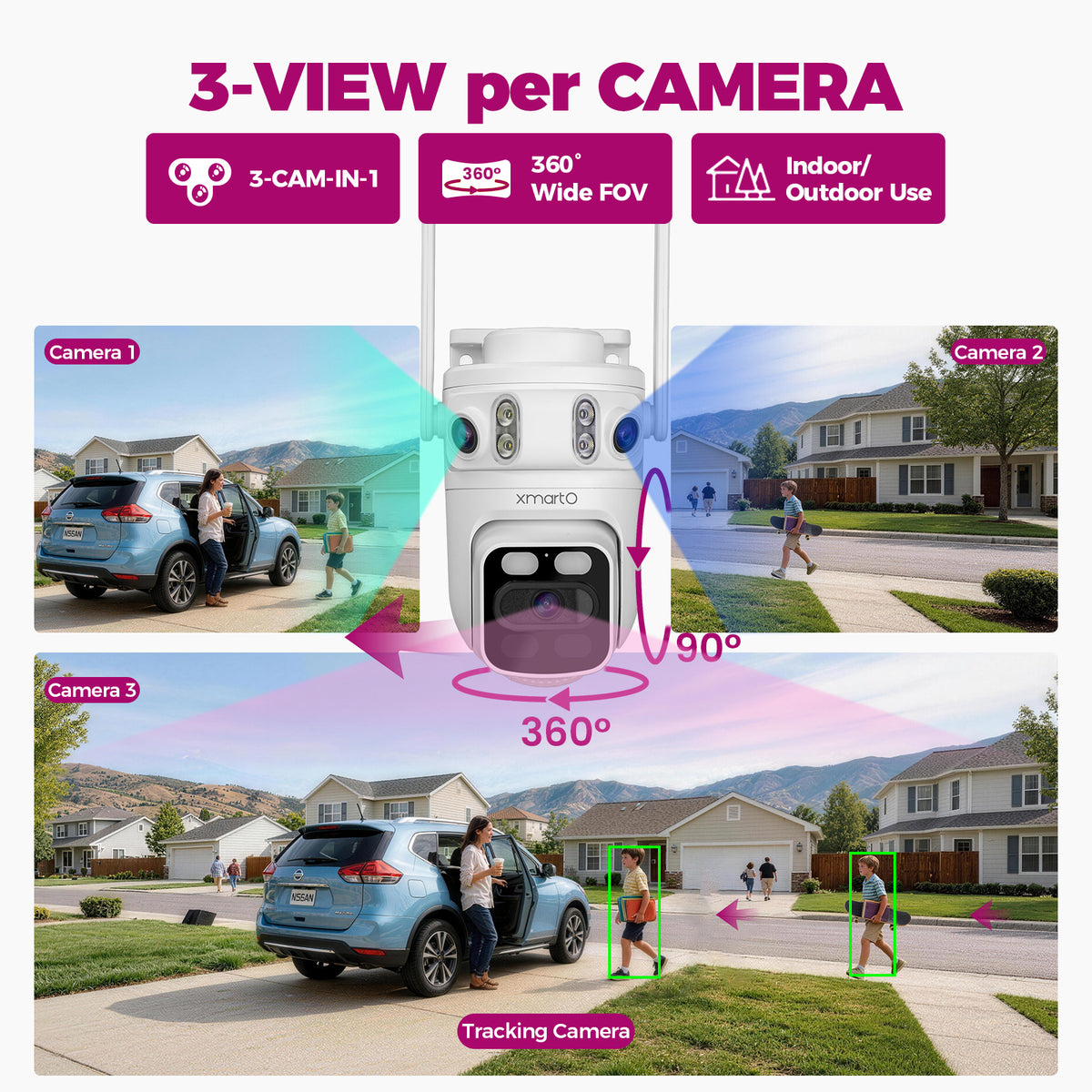 XMARTO 6MP Tri-Lens 4-Cam 1TB WiFi Mesh Security Camera System,16CH 4K ...
