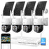 xmartO Solar Camera Outdoor Wireless, 4 PCs QHD 4MP Wireless PTZ Security Camera System with 4K 10CH Expandable WiFi NVR, All-Weather Solar Charge, Two-Way Audio, PIR Sensor, No Monthly Fee, 500GB