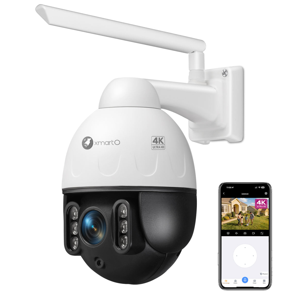 xmartO Vandal-Proof 4K PTZ Security Camera, 5X Zoom Outdoor WiFi Dome ...