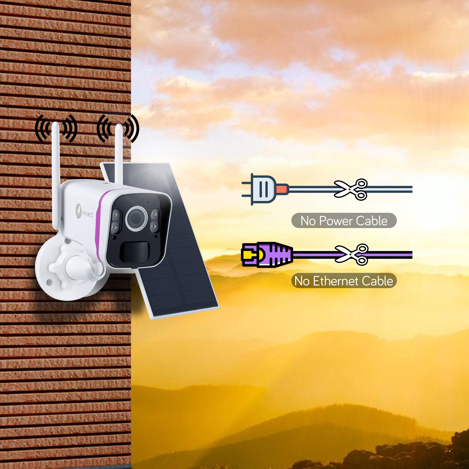 [Energía solar sin cables] XMARTO Cámara de seguridad solar HD 100% sin  cables de 4MP inalámbrica para vigilancia en el hogar, grabadora de video  en