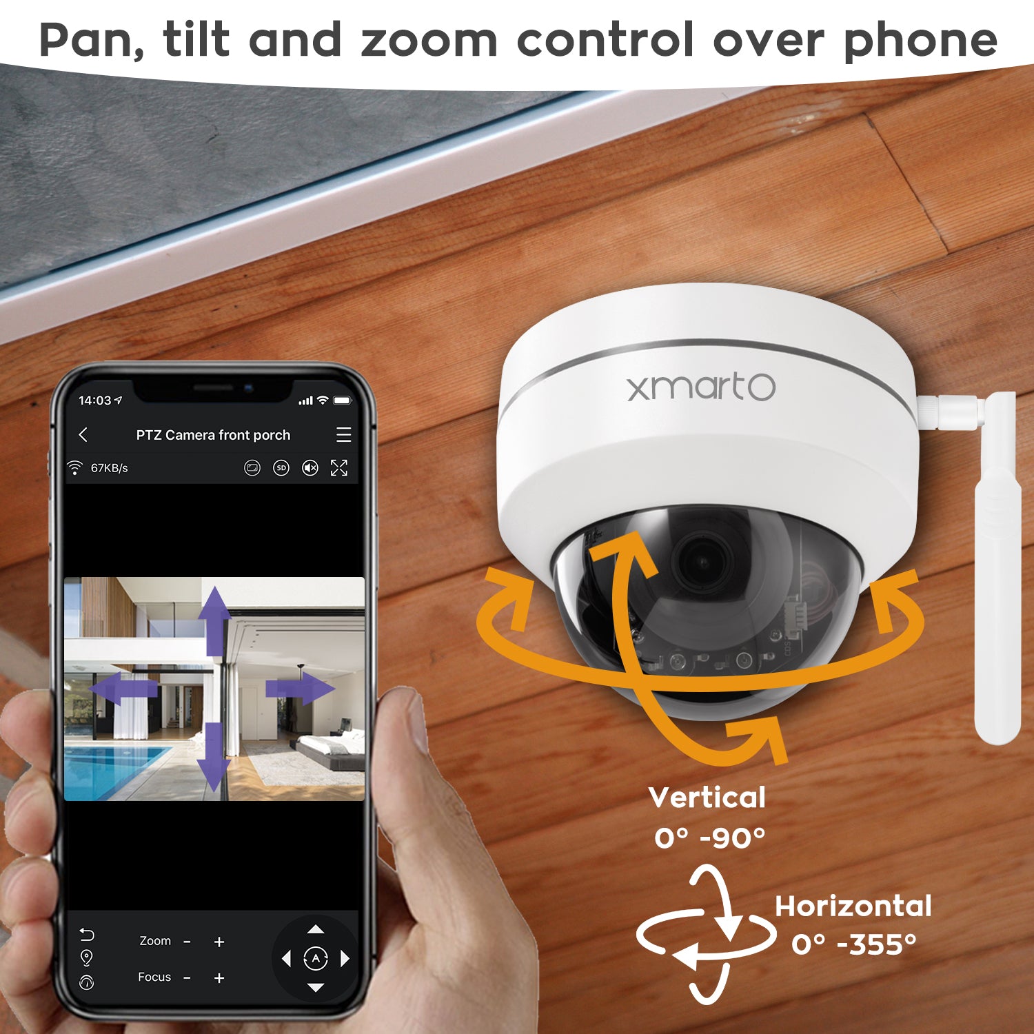 xmartO 2K HD Dome PTZ Wireless Security Camera with Auto Tracking and